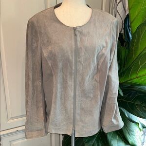 Lafayette 148 New York Olive Suede Leather Women's Jacket Size 16